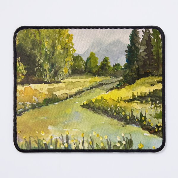 Item preview, Morning Meadow Watercolor Landscape designed and sold by TheArtCave.