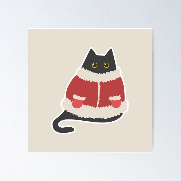 Item preview, Cute chubby black santa cat for Christmas designed and sold by CiniArt.