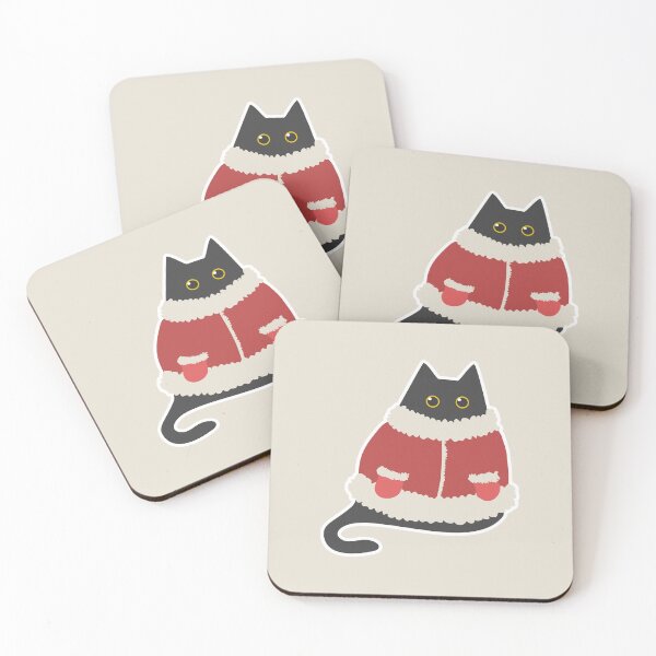 Item preview, Cute chubby black santa cat for Christmas designed and sold by CiniArt.
