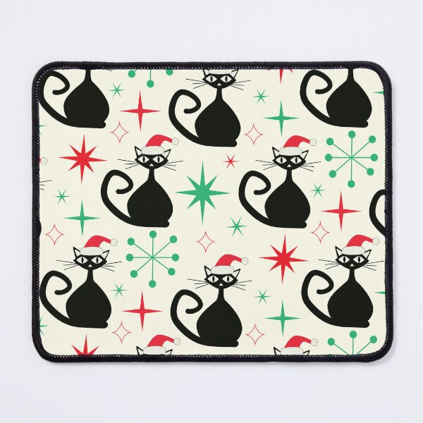 Item preview, Mid Century Christmas Black Atomic Cats with Retro Starbursts designed and sold by Yasminepatterns .