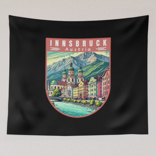 Item preview, Innsbruck in Austria (Tirol) Retro Art Travel Badge designed and sold by MaateoDesign.