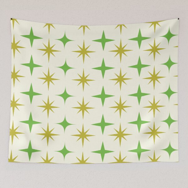 Item preview,  Mid Century Green and Yellow Atomic Starbursts Pattern  designed and sold by Yasminepatterns .