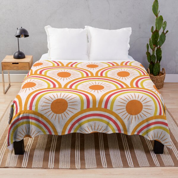 Item preview, Boho orange sun on red and yellow rainbows pattern designed and sold by Yasminepatterns .