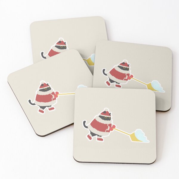 Item preview, Cute chubby black santa cat plowing snow on Christmas designed and sold by CiniArt.