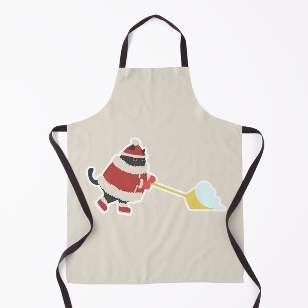 Item preview, Cute chubby black santa cat plowing snow on Christmas designed and sold by CiniArt.
