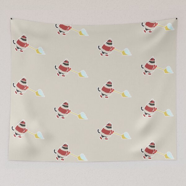 Item preview, Cute chubby black santa cat plowing snow on Christmas designed and sold by CiniArt.