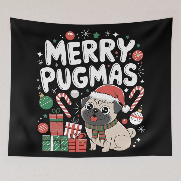 Item preview, Merry Pugmas Christmas Pug designed and sold by DomTeesHaven.
