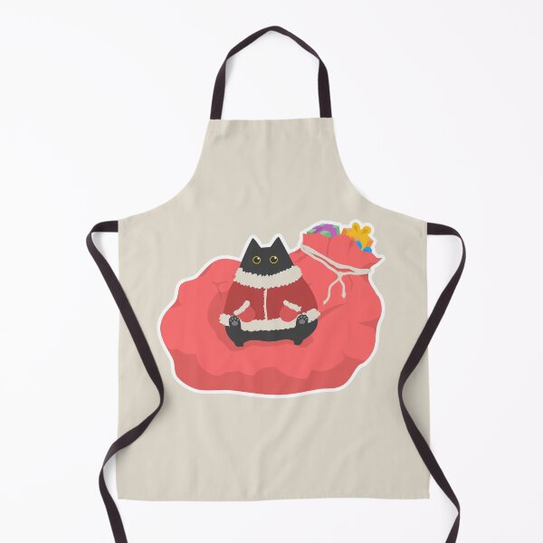 Item preview, Cute chubby black santa cat with huge red sack of Christmas gifts designed and sold by CiniArt.