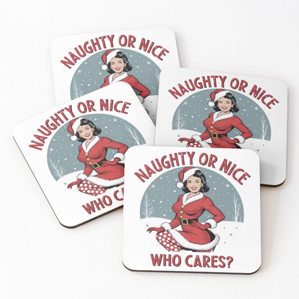 Aperçu de l'œuvre « Sage ou méchant, qui s'en soucie ? » Design rétro de pin-up de Noël créée et vendue par Maddy V Store.