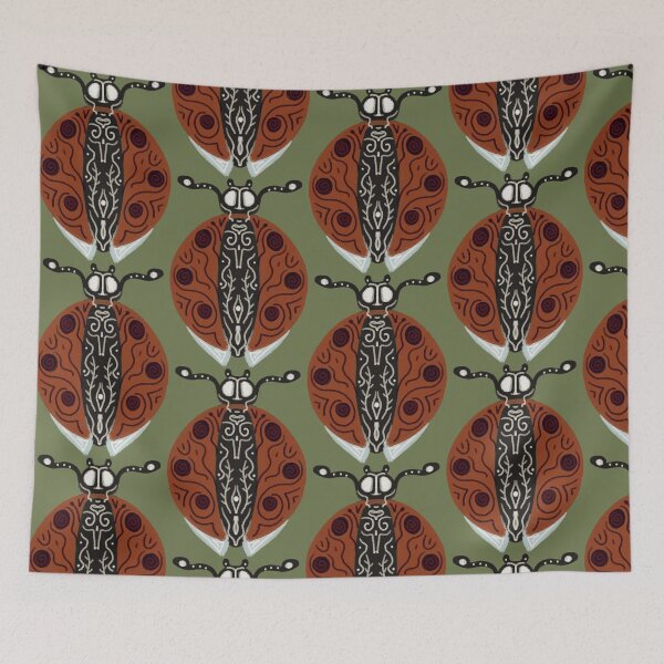 Item preview, Folklore ladybug, ladybug, bugs, insects, animals, ladybug in patterns designed and sold by Dormitria.