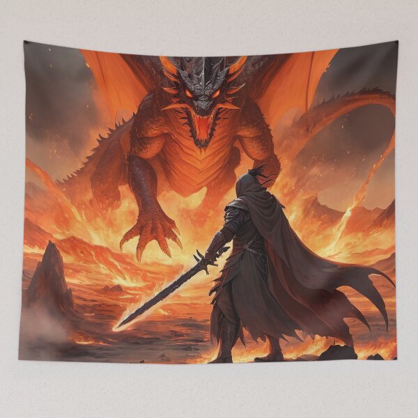 Item preview, Infernal Clash: Fire Dragon vs. Lava Warrior designed and sold by RK - Shop.