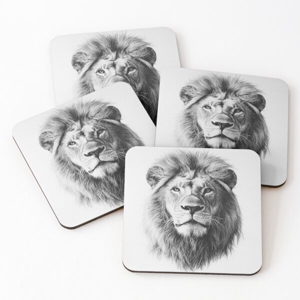 Item preview, Black and white lion pencil drawing designed and sold by Pencil-Art.