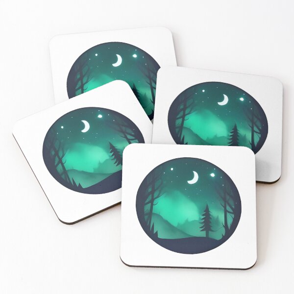 Item preview, Moonlit Forestscape Under Aurora Glow designed and sold by SavvyJuanDesign.
