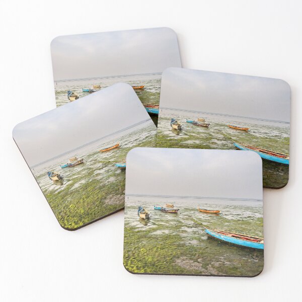 Item preview, Colorful boats resting at low tide in Diu, Gujarat designed and sold by franck380.
