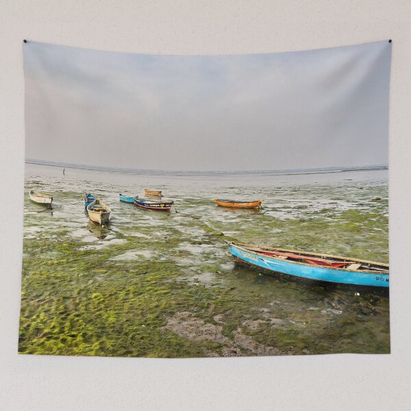 Item preview, Colorful boats resting at low tide in Diu, Gujarat designed and sold by franck380.
