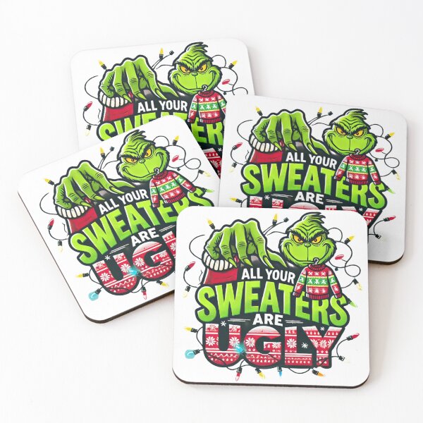 Artikelvorschau, Alle Ihre Pullover sind hässlich. Lustiges grünes Weihnachts-Grinch-Shirt-Design für Weihnachtsfeiern und Familienfeiern entworfen und verkauft von Otmanestickers.