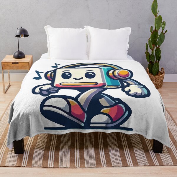Item preview, Cute Musical Robot with Headphones Illustration designed and sold by -DEEWOLF-.