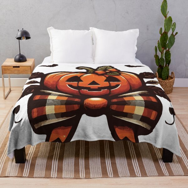 Item preview, Halloween Pumpkin with Plaid Bow and Leaves designed and sold by -DEEWOLF-.