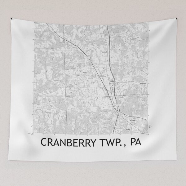 Item preview, Cranberry Twp., PA Topographical Map Black & White designed and sold by PGHPhotoCo.
