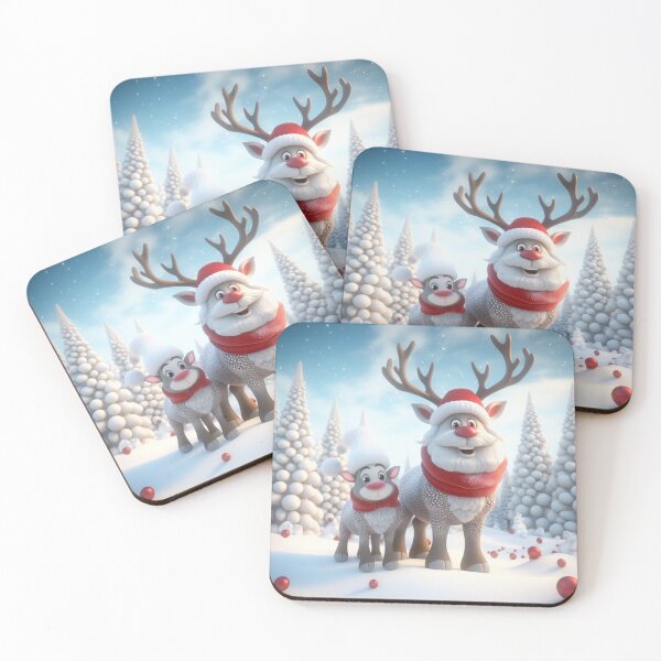 Item preview, Lindos renos kawaii en un paisaje invernal nevado designed and sold by KawaiiArtStyle.