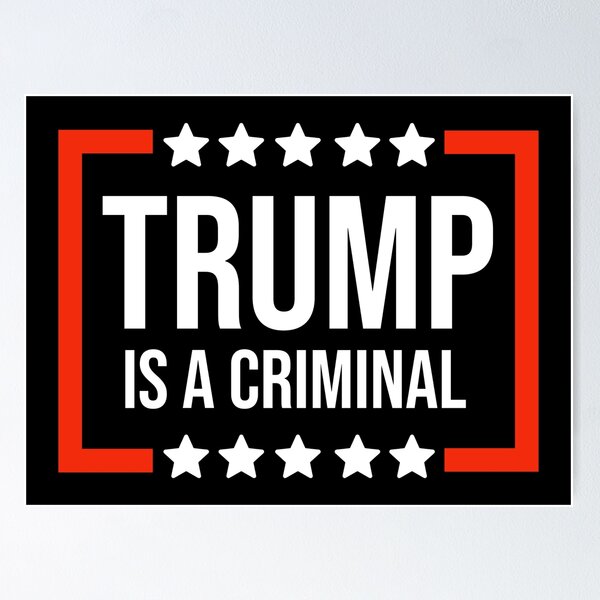 Vista previa del artículo con la obra «Trump es un criminal», diseñado y vendido por Rachel the Artist .