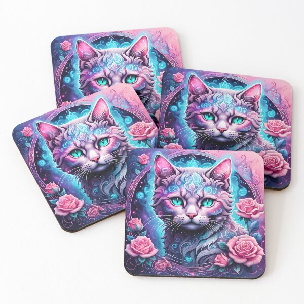 Item preview, Colorful cat in pink and baby blue designed and sold by Magixa.