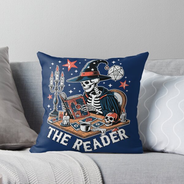 Item preview, Funny tarot card with a witch skeleton reading a book - the Reader designed and sold by JuliaPop.