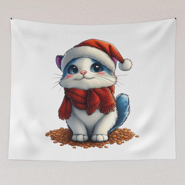 Item preview, Cute Cat in Santa Hat, Merry Christmas Kitty, Cozy Cat for Christmas designed and sold by BukkyStory.