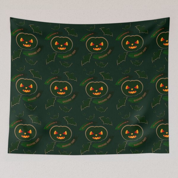 Item preview, Halloween pumpkin on dark green designed and sold by amatiana.