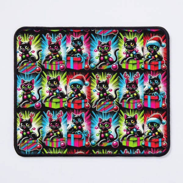 Item preview, Christmas Vintage Pop Art Funny colorful neon cute black cats Pattern, Christmas black cats Pattern,Christmas Funny black cats,Christmas Funny animals,Christmas Pop Art,Christmas Funny Pattern designed and sold by Expressions-Sel.