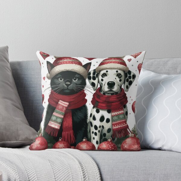 Item preview, Christmas Love Story black cat and dalmatian dog love valentine day designed and sold by Animalpetslover.