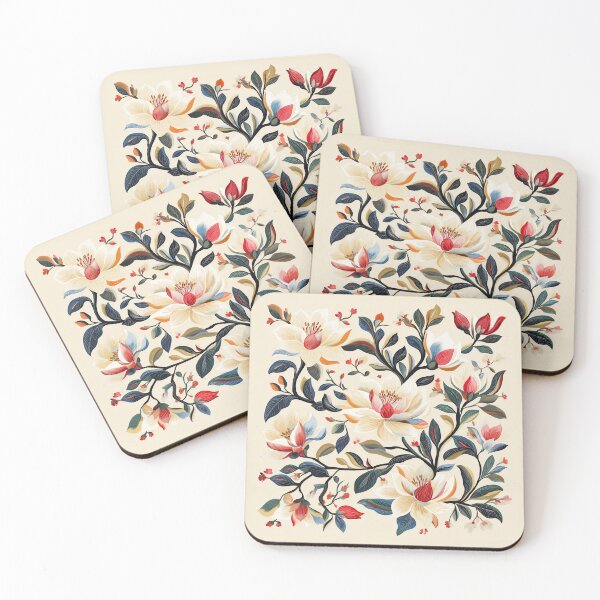 Item preview, Delicate magnolia flowers depicted with balanced organic patterns Design. designed and sold by HEMRO.
