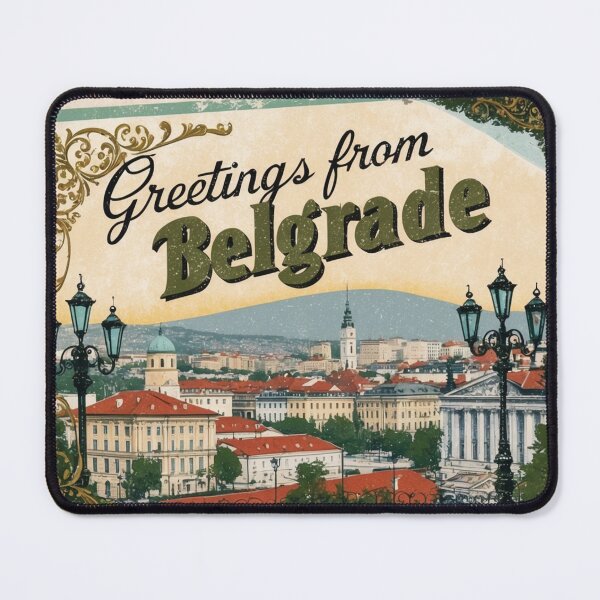 Item preview, Greetings from Belgrade Vintage Travel Retro Postcard Design designed and sold by TravelPostcardGems.