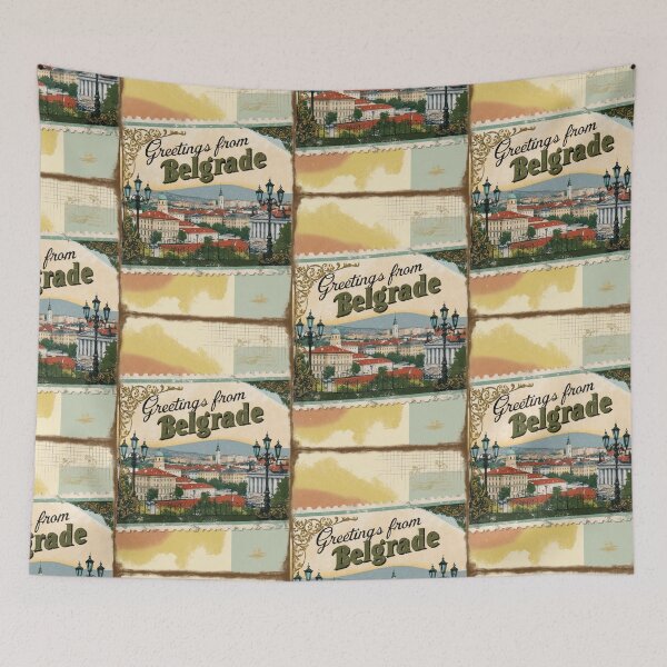 Item preview, Greetings from Belgrade Vintage Travel Retro Postcard Design designed and sold by TravelPostcardGems.