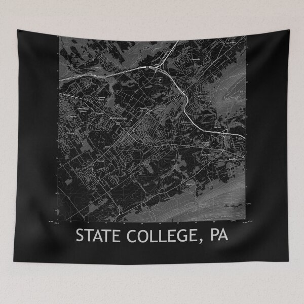 Item preview, State College, PA Topographical Map Black designed and sold by PGHPhotoCo.