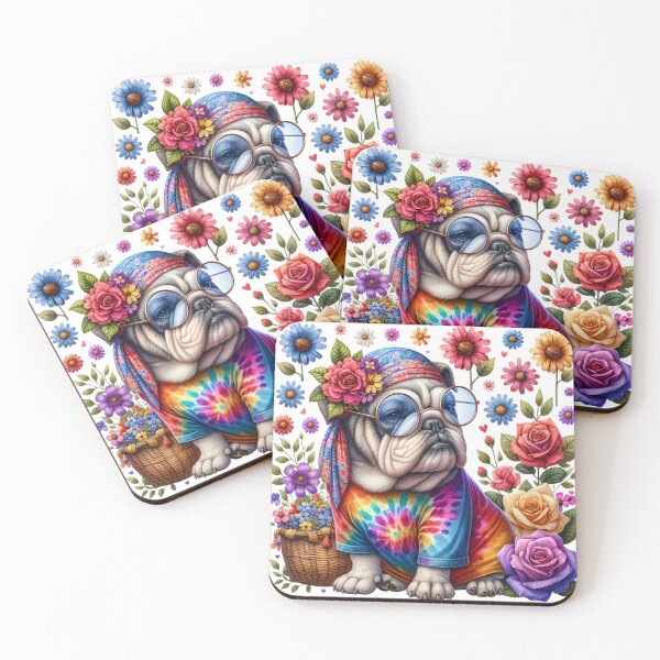 Item preview, Adorable Hippie Bulldog Sublimation Design  designed and sold by Colorten.