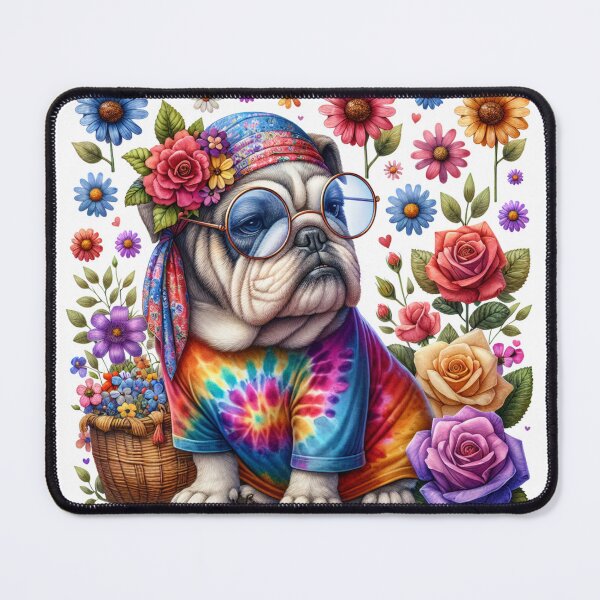 Item preview, Adorable Hippie Bulldog Sublimation Design designed and sold by Colorten.