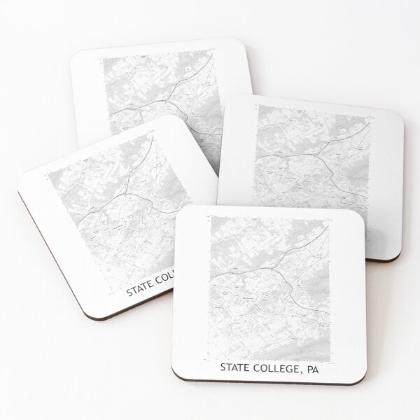 Item preview, State College, PA Topographical Map Black & White designed and sold by PGHPhotoCo.