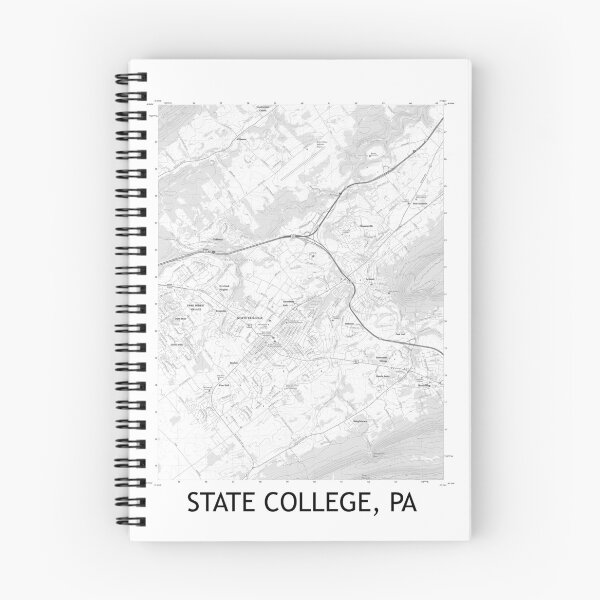 Item preview, State College, PA Topographical Map Black & White designed and sold by PGHPhotoCo.