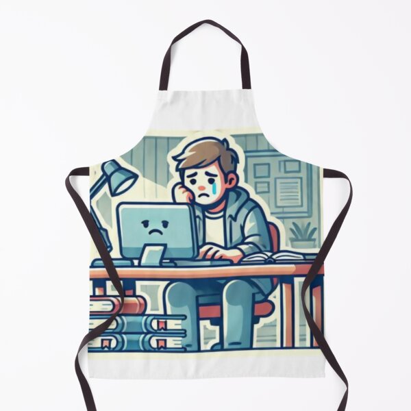 Item preview, Sad Student Studying on Computer Sticker designed and sold by zatum.
