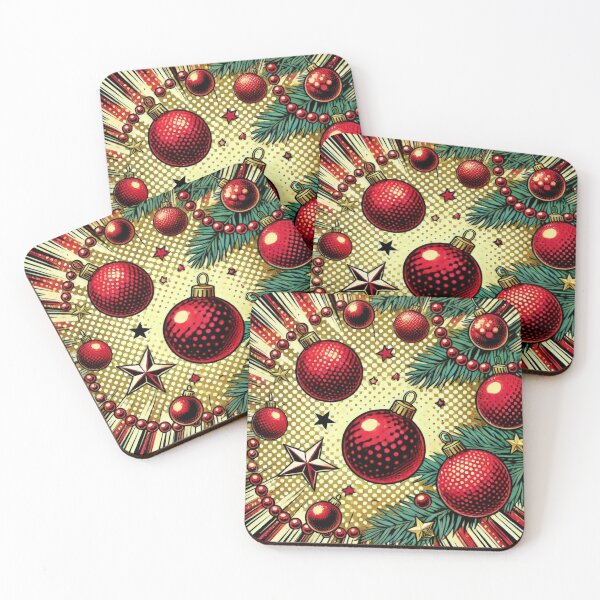Item preview,  Christmas Vintage Pop Art Red Balls  with Gold Star Pattern, Christmas Balls Pattern, Christmas Balls ,Christmas Pop Art,Christmas Funny Pattern designed and sold by Expressions-Sel.