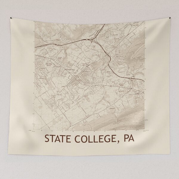 Item preview, State College, PA Topographical Map Vintage designed and sold by PGHPhotoCo.