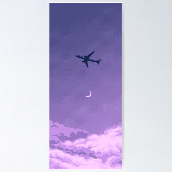 Item preview, Purple sky string moon with plane designed and sold by makarkee.