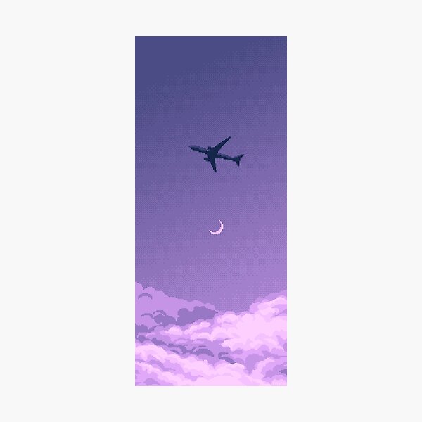 Item preview, Purple sky string moon with plane designed and sold by makarkee.