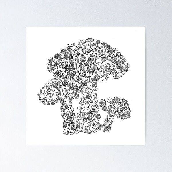 Item preview, Fungi - Black and White - Evolution  designed and sold by EvolutionPoster.