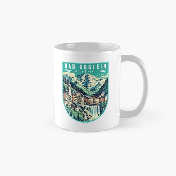 Item preview, Bad Gastein in Austria (Salzburg) Retro Art Travel Badge designed and sold by MaateoDesign.