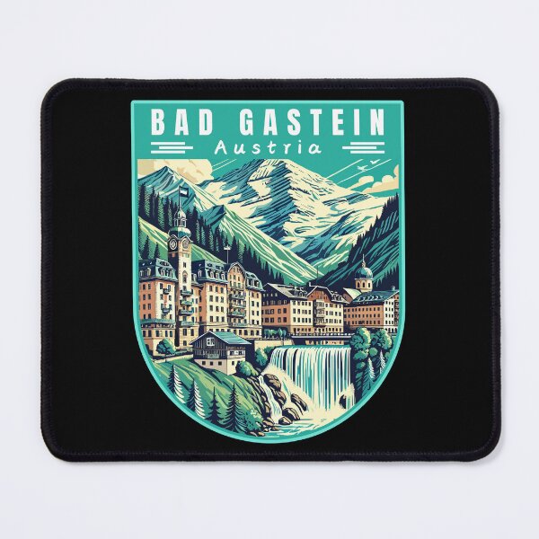 Item preview, Bad Gastein in Austria (Salzburg) Retro Art Travel Badge designed and sold by MaateoDesign.