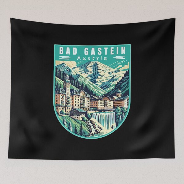 Item preview, Bad Gastein in Austria (Salzburg) Retro Art Travel Badge designed and sold by MaateoDesign.