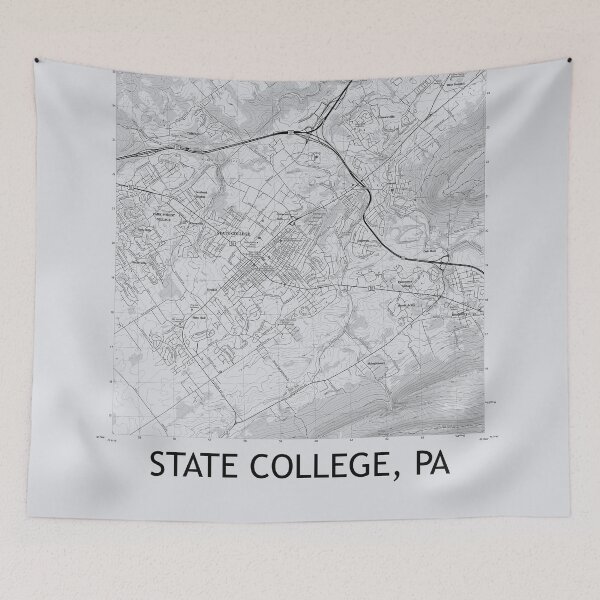 Item preview, State College, PA Topographical Map Grey designed and sold by PGHPhotoCo.