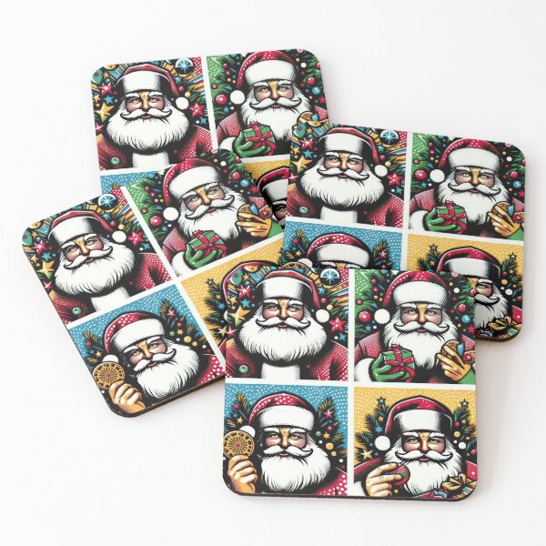 Item preview, Christmas Vintage Pop Art funny Santa Claus with decoration Pattern, Christmas Santa Claus Pattern,Santa Claus ,Christmas Pop Art,Christmas Funny Pattern designed and sold by Expressions-Sel.